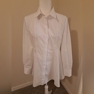 MEIMEIJ Button Up Shirt Size 6 White Excellent Quality And Condition